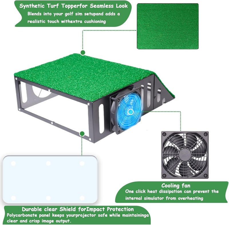 BEUTFQL Metal Golf Simulator Projector Cover - Floor Mounted Enclosure for LED Projectors with Cooling Fan - Durable Protection for Your Golf Simulation.Ideal Golf Gift - Image 3